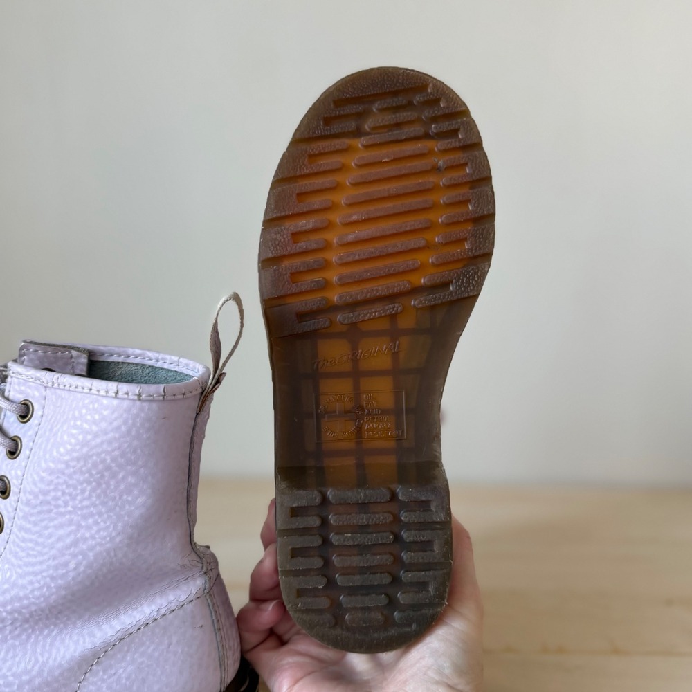 Dr. Martens Lilac Leather Combat Boots - Picture 7 of 14